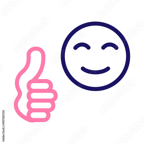 Thumbs Up Badge Vector Line Two Colors Icon Design