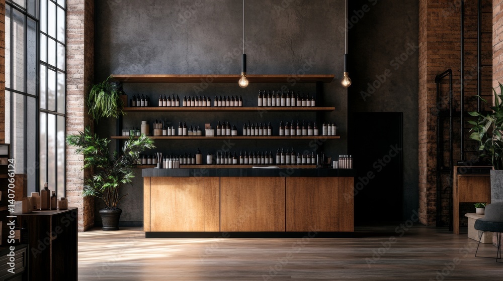 Modern apothecary with clean wood interior design