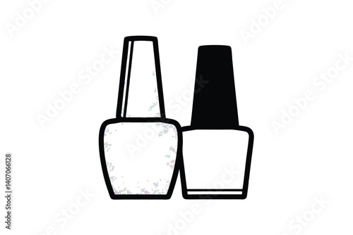 Two Nail Polish Bottles Beauty Manicure Icon Cosmetic Illustration Fashion Style