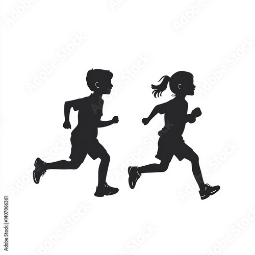 children running silhouette...