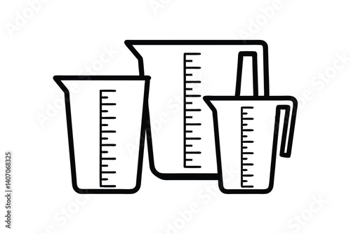 Measuring Cups Outline Illustration For Cooking Baking Kitchen Tools Minimalist Design