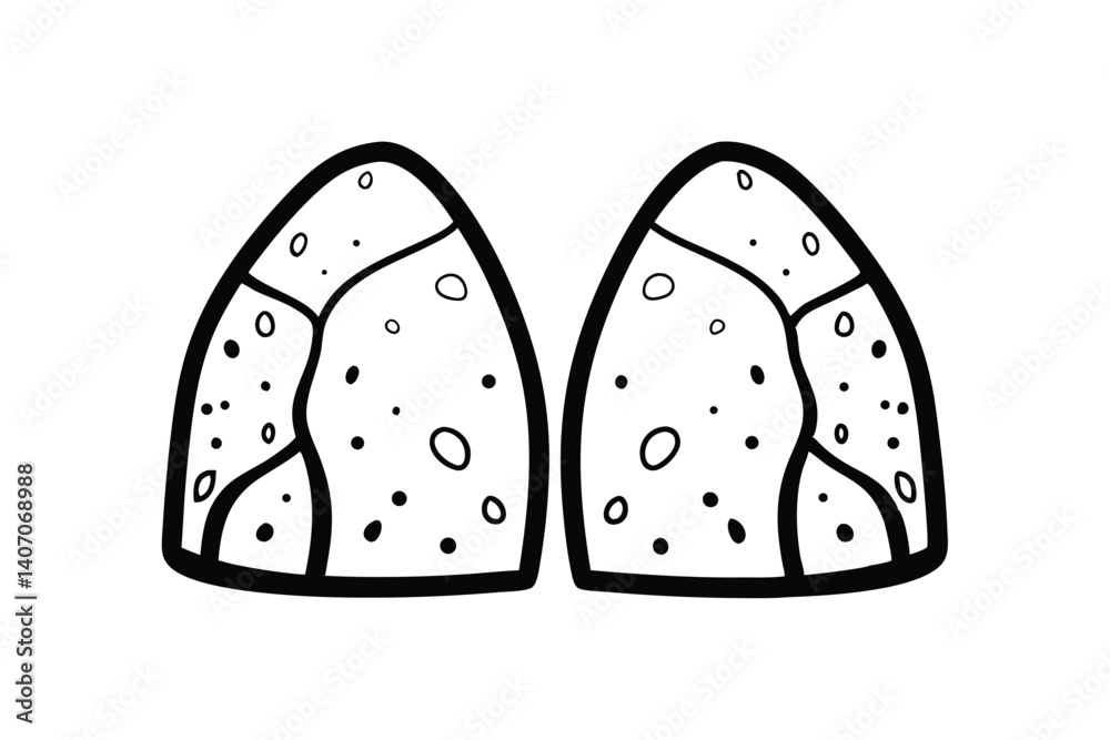 Simple Hand Drawn Lungs Vector Illustration In Black And White Coloring Page