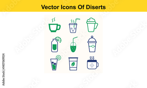 Drink thin line icons collection isolated on white background. Editable stroke Vector.