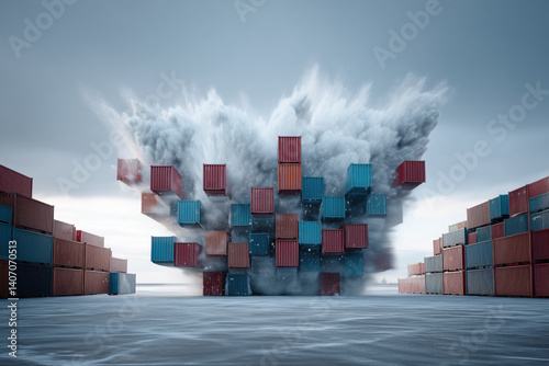 Symbolic image of global trade collapse, economic tension, or supply chain disruption.

