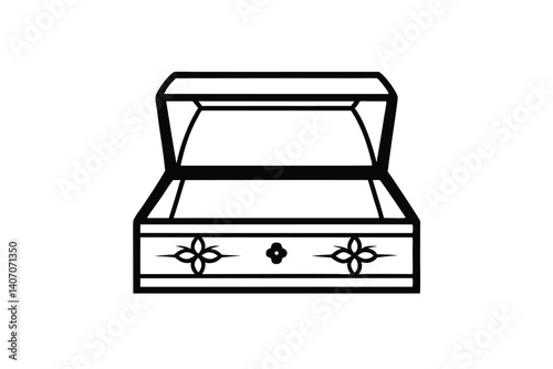Simple Coffin Illustration In Black And White Design Funeral Service Symbol