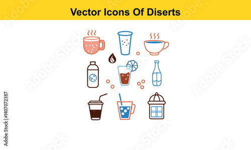 Drink thin line icons collection isolated on white background. Editable stroke Vector.
