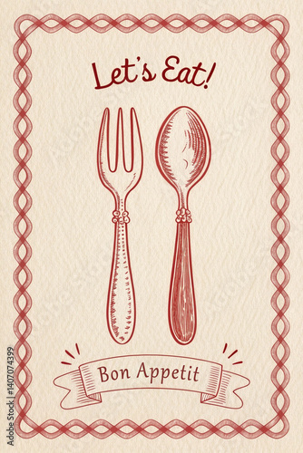 vintage restaurant menu design with cutlery. food poster 