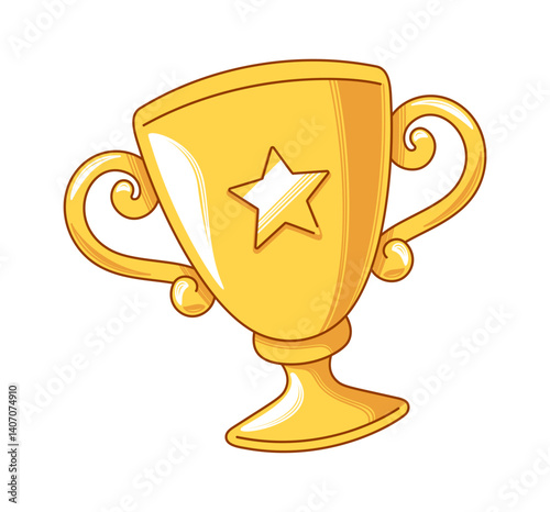 Golden trophy hand drawn prize