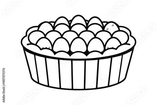 Vector Outline Illustration Of A Fruit Tart Or Pie Design Element