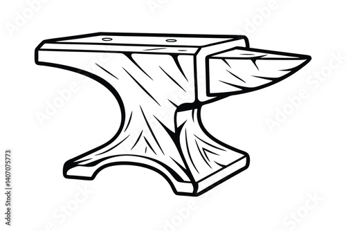Black And White Vector Illustration Of An Anvil For Metalworking Forging