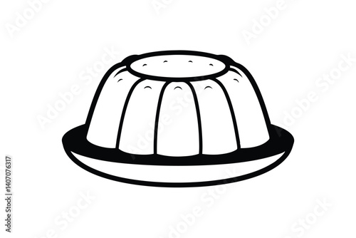 Gelatin Dessert Illustration Sweet Food Icon Design Outline Vector Simple