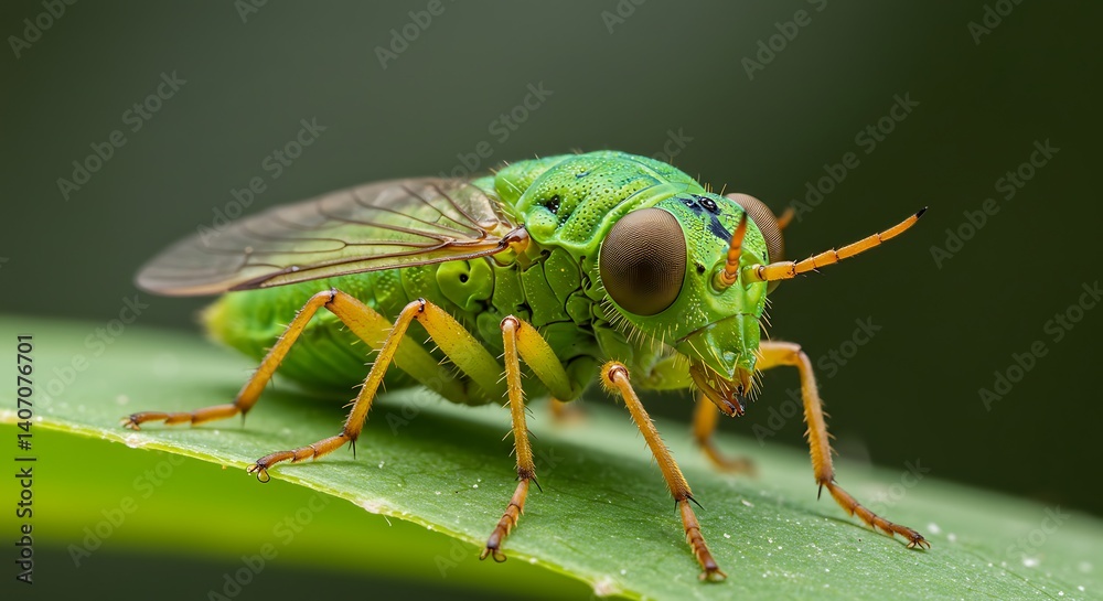Emerald Green Insect: A Close-Up Macro Photography Emerald Green Insect: A Close-Up Macro Photography