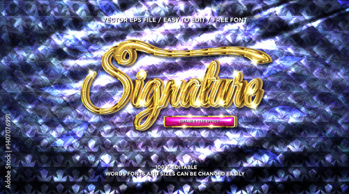 3D signature gold text effect lettering