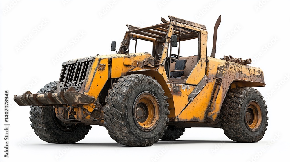 Gritty Yellow Heavy Machinery Vehicle with a Distinctive Industrial Aesthetic Gritty Yellow Heavy Machinery Vehicle with a Distinctive Industrial Aesthetic