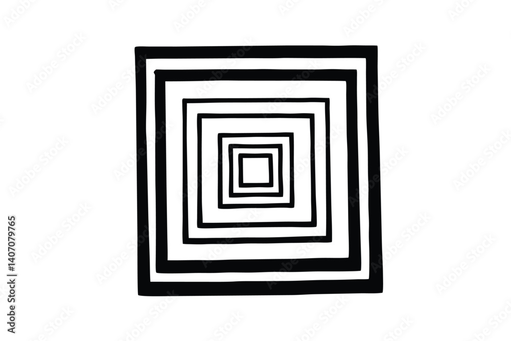 Hand Drawn Black And White Squares Concentric Design On Isolated Background Vector Illustration Hand Drawn Black And White Squares Concentric Design On Isolated Background Vector Illustration