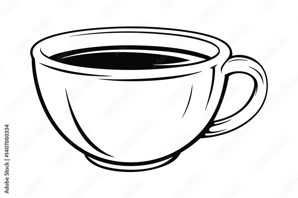 Stylized Coffee Cup Illustration Black And White Line Art Graphic Stylized Coffee Cup Illustration Black And White Line Art Graphic
