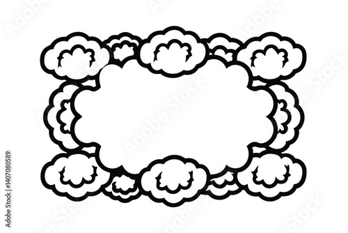 Cloud Shaped Frame Vector Design In Black And White For Text Or Graphics