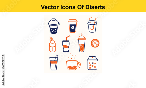 Drink thin line icons collection isolated on white background. Editable stroke Vector.