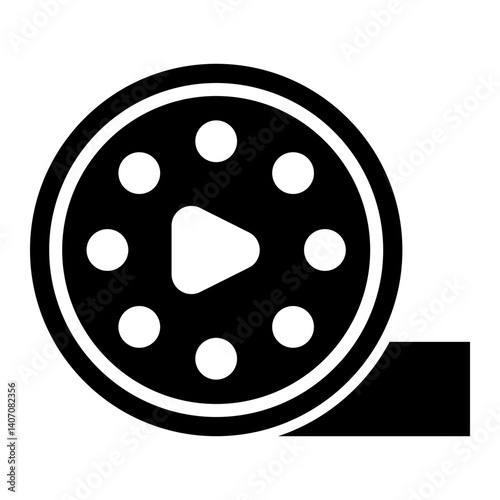 Film Reel Vector Glyph Icon Design