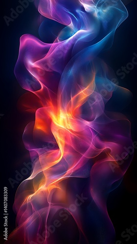 Abstract Smoke Phone Wallpaper  Vibrant Purple Orange & Blue Wisps Swirling Elegantly on Dark Background | Colorful Mobile Background

