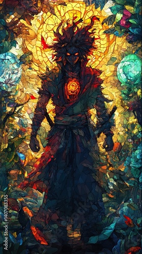 Stained Glass Warrior Art