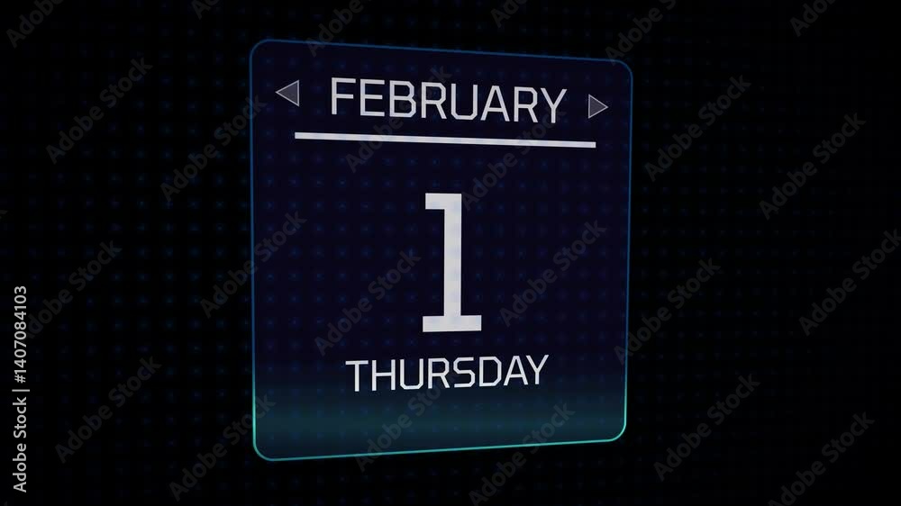 Futuristic sci fi HUD calendar animation with neon lights and high tech