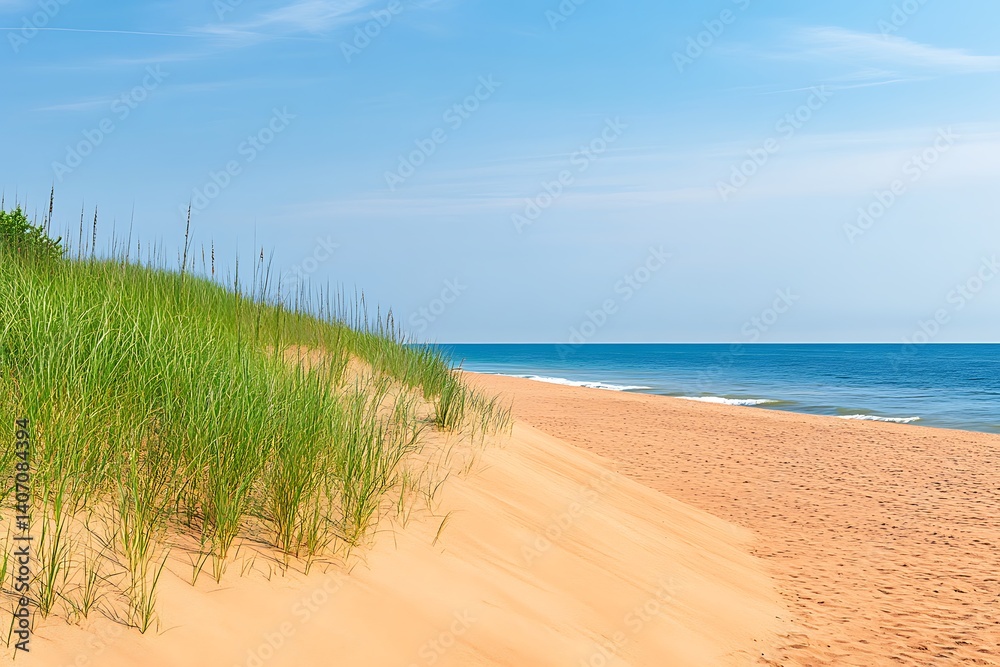 Sandy beach dune landscape with ocean view Sandy beach dune landscape with ocean view