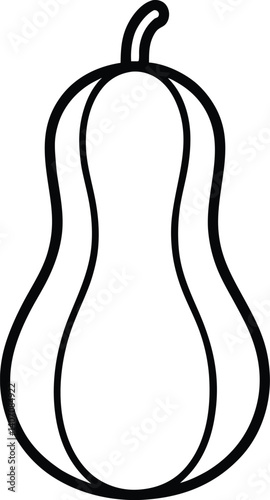 Butternut Squash outline vector illustration Isolated on white background