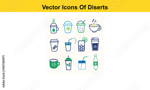Drink thin line icons collection isolated on white background. Editable stroke Vector.