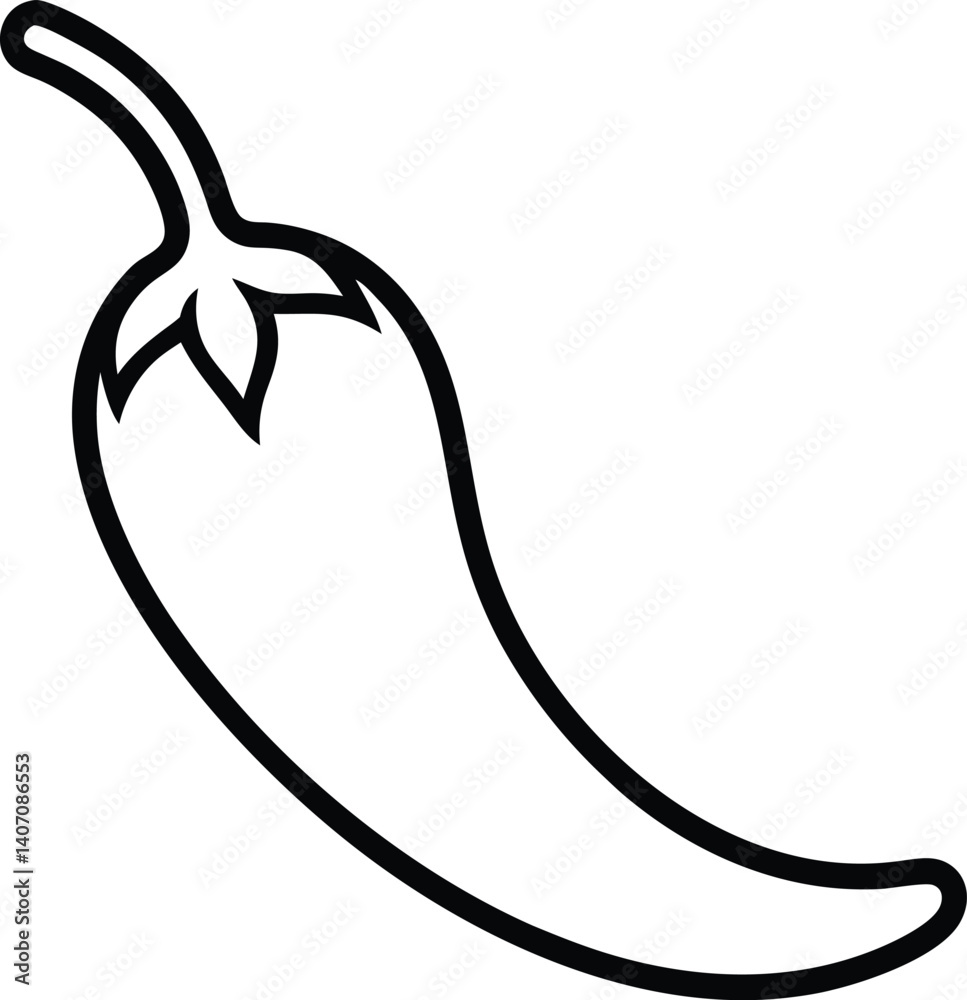 chili outline illustration vegetable pepper vector chili outline illustration vegetable pepper vector
