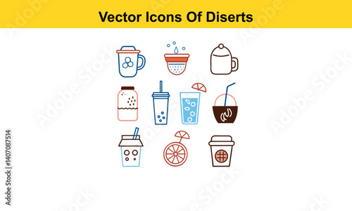 Drink thin line icons collection isolated on white background. Editable stroke Vector.