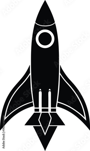 Rocket Icon Silhouette Vector | Spacecraft Design for Sci-Fi and Adventure Art