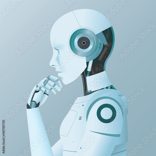 Ai robot thinking, Concept of artificial intelligence, Future cybernetic technology concept
