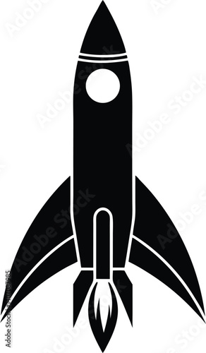 Rocket Icon Silhouette Vector | Spacecraft Design for Sci-Fi and Adventure Art