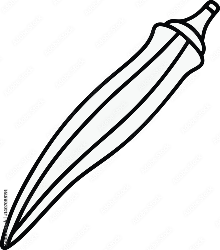 Obraz premium Okra vegetable outline Icon on a white background