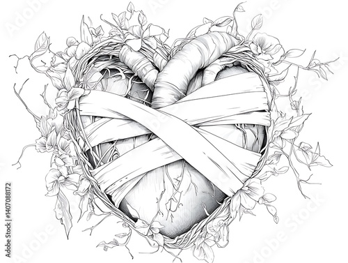 Heart in Floral Nest