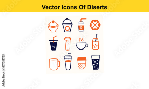 Drink thin line icons collection isolated on white background. Editable stroke Vector.
