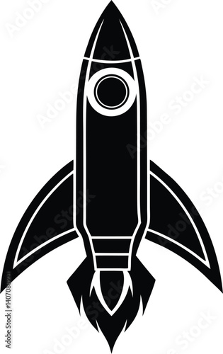 Rocket Icon Silhouette Vector | Spacecraft Design for Sci-Fi and Adventure Art