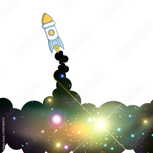 Rocket launch into the starry universe