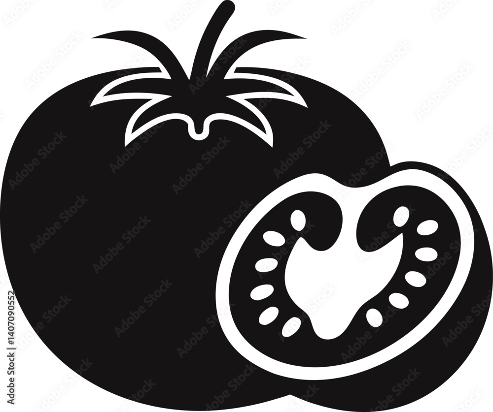 Obraz premium Tomato vegetable icon. vector silhouette illustration