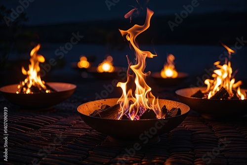 Midnight Glow Embracing Flickering Flames and Radiant Light in Darkness