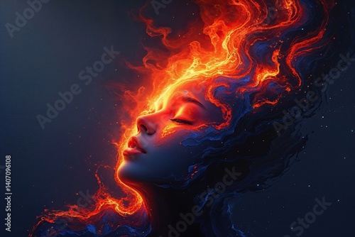 Obraz na płótnie Passionate Embers and Midnight Glow in a Vibrant Abstract Art Design w salonie