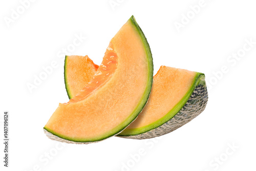 slice of cantaloupe melon isolated