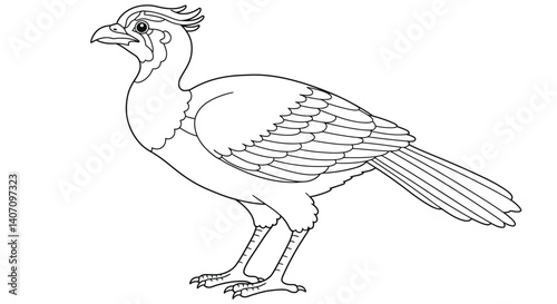 Chinese Mythical Bird Aiyidao Coloring Sheet Folklore Creature with Mournful Cry Line Art Design for Coloring