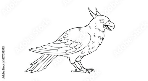 Strigoi Shapeshifter Coloring Page Romanian Folklore Vampire Demon Bird Form Mythical Creature Line Art
