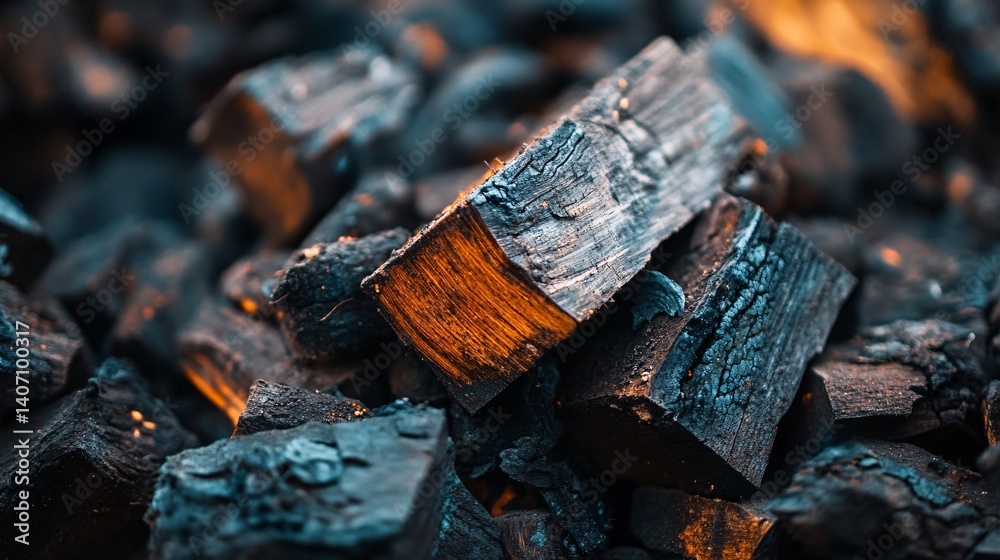 Naklejka premium Natural charcoal pieces creating a textured background