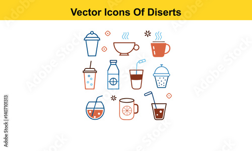 Drink thin line icons collection isolated on white background. Editable stroke Vector.