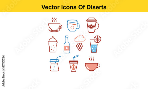 Drink thin line icons collection isolated on white background. Editable stroke Vector.