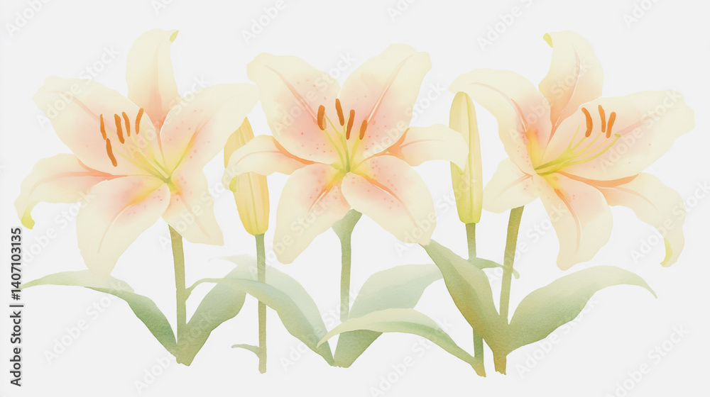 Fototapeta premium Elegant wedding invitation card background . Minimal hand painted watercolor botanical flowers texture template background. Design for wedding, vip cover, poster, rsvp moderncard.Valentine's Day