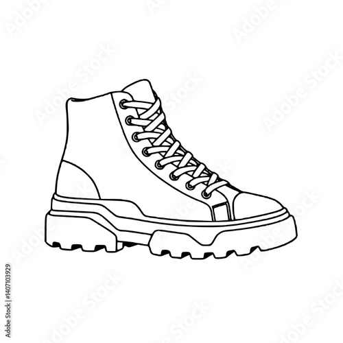 Silhouette icon of a hiking boot, sports shoe concept